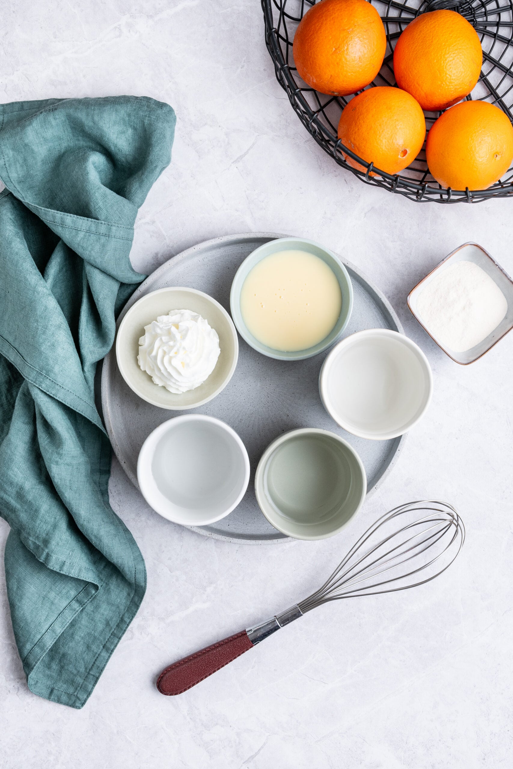 Orange creamsicle Jell-O shots ingredients shot from above