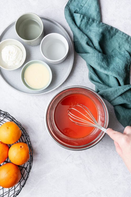 Orange creamsicle Jell-O shot step 1