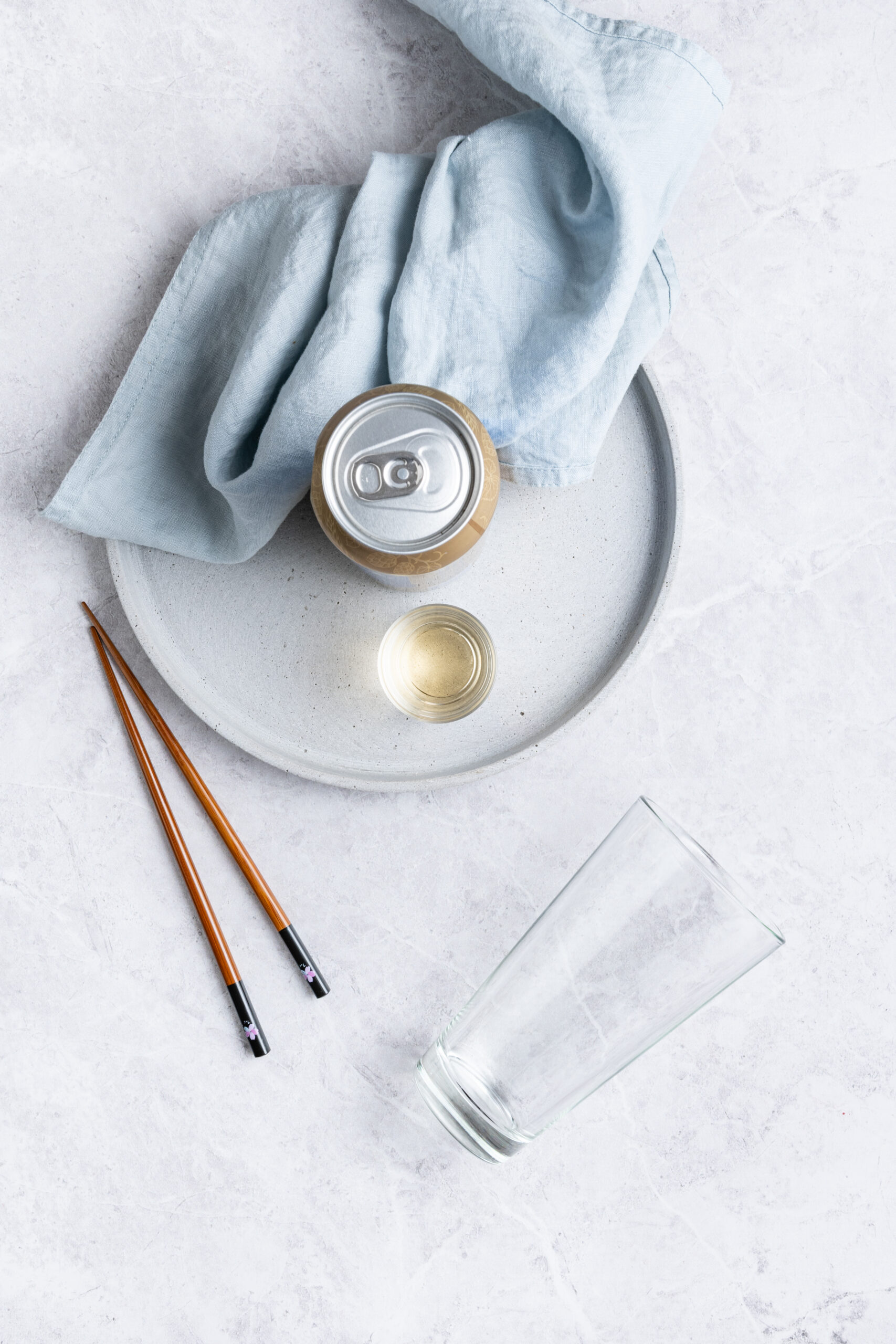 Sake Bomb ingredients shot from above