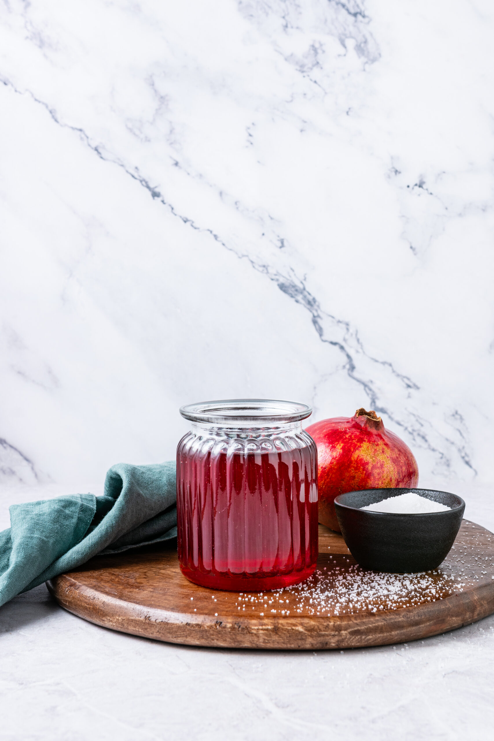 Grenadine Syrup Recipe in a bottle diagonal shot