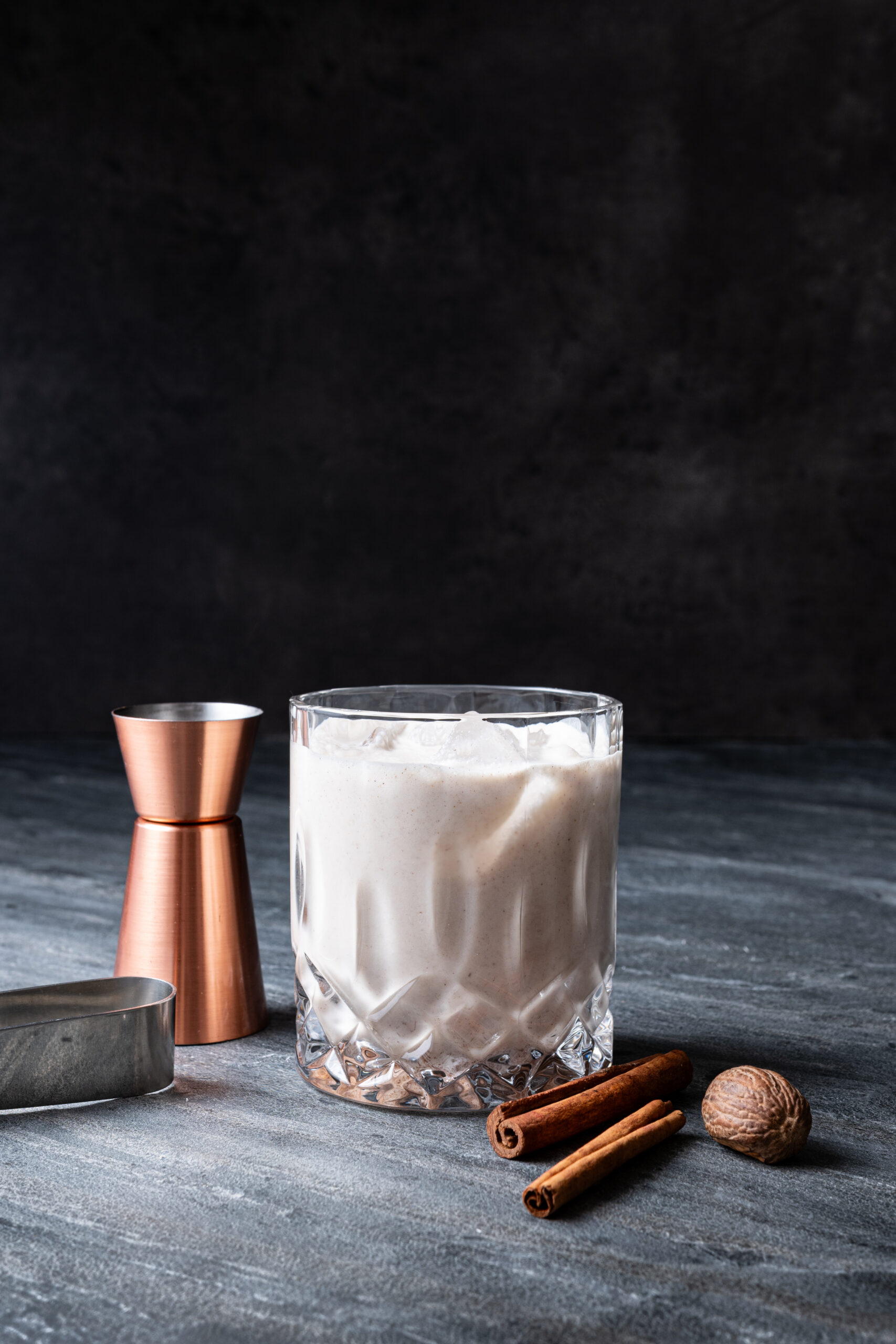 RumChata served in a glass with ice side shot